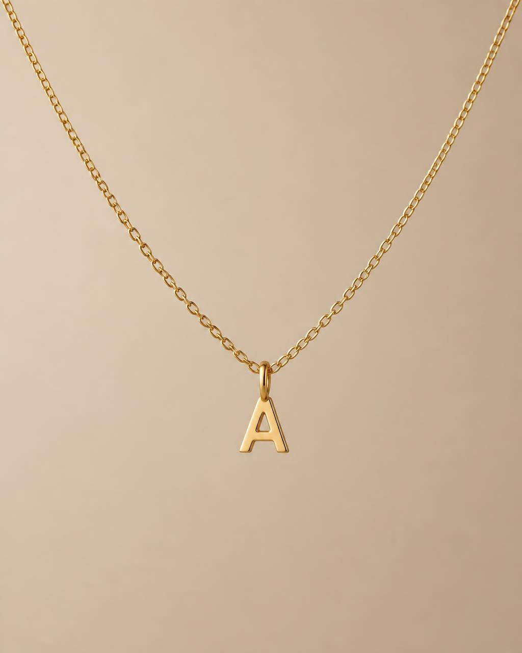 Solid 10K gold initial chain with letter pendant